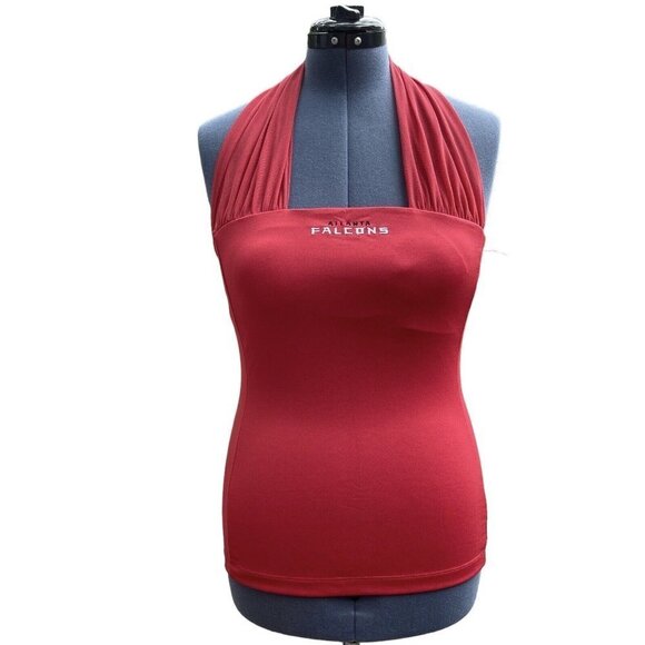 NFL / ALL SPORT COUTURE Womens Red Halter Stretch Top Large Atlantic Falcons NWT - Picture 1 of 16
